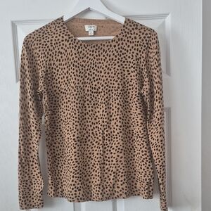 J. Crew Tan and Black Leopard Print Long Sleeve Tee